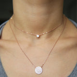 925 Silver Double Layer CZ Disco Charm Necklace