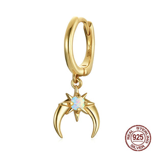 Sterling Silver Star Opal Earrings for Women