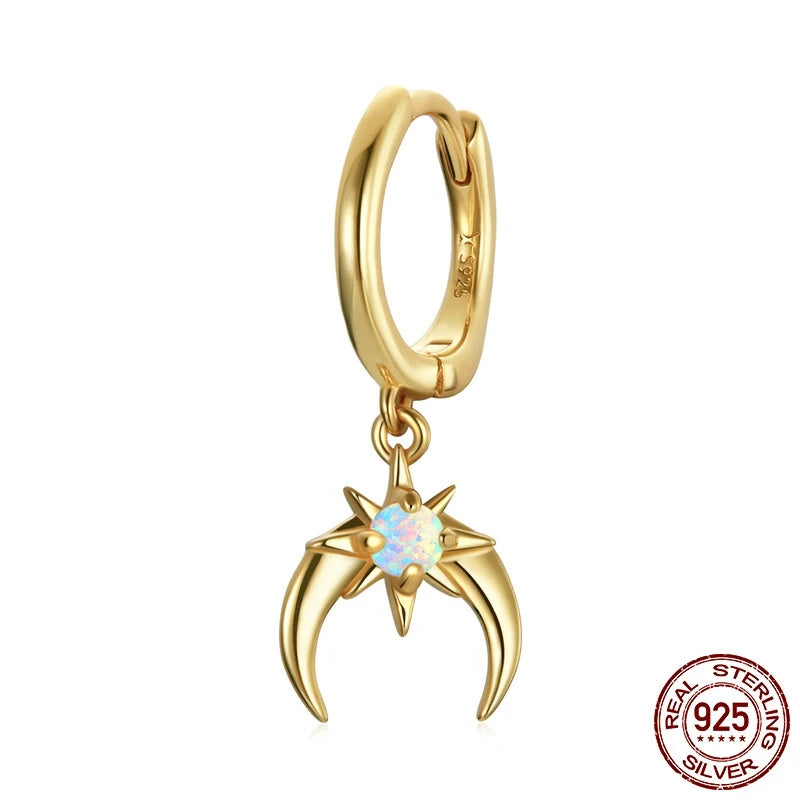 Sterling Silver Star Opal Earrings for Women