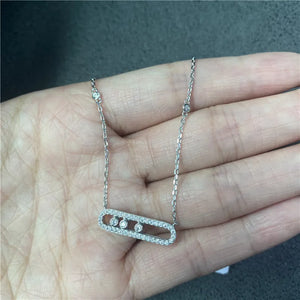 925 Sterling Silver Women's Necklace with Movable Diamond