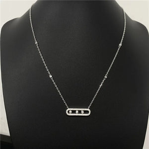 925 Sterling Silver Women's Necklace with Movable Diamond