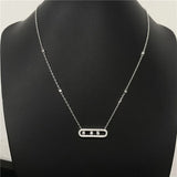 925 Sterling Silver Women's Necklace with Movable Diamond