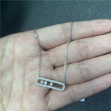 925 Sterling Silver Women's Necklace with Movable Diamond