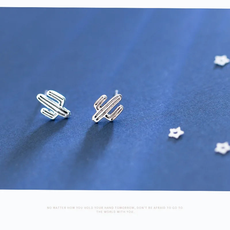Vintage Cactus Stud Earrings for Women School Girls