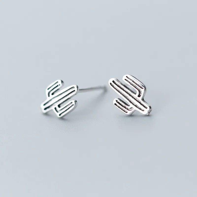Vintage Cactus Stud Earrings for Women School Girls