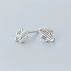 Vintage Cactus Stud Earrings for Women School Girls