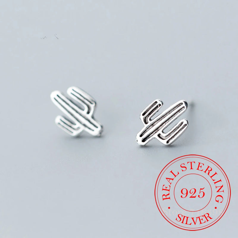 Vintage Cactus Stud Earrings for Women School Girls