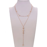 925 Silver Y Shape Double Link Chain Necklace Clear Cz Paved Delicate Dainty