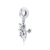 925 Silver Magic Dragon Dangle Charm Beads Bracelet DIY Jewelry Gift