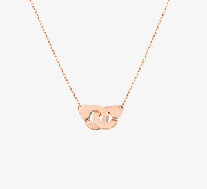 925 Silver Zircon Handcuff Pendant Necklace Women Punk Rock Crystal Lock