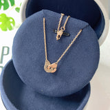 925 Silver Zircon Handcuff Pendant Necklace Women Punk Rock Crystal Lock