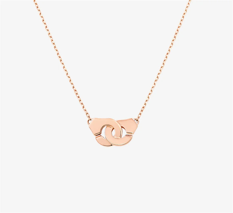 925 Silver Zircon Handcuff Pendant Necklace Women Punk Rock Crystal Lock