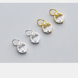 925 Sterling Silver Zircon Round Charms Silver Charm Pendants Beads