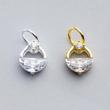 925 Sterling Silver Zircon Round Charms Silver Charm Pendants Beads