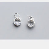 925 Sterling Silver Zircon Round Charms Silver Charm Pendants Beads