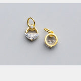 925 Sterling Silver Zircon Round Charms Silver Charm Pendants Beads