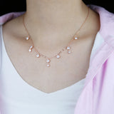 925 Silver CZ Station Link Chain Necklace for Women