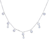 925 Silver CZ Station Link Chain Necklace for Women
