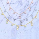 925 Silver CZ Station Link Chain Necklace for Women