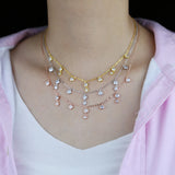 925 Silver CZ Station Link Chain Necklace for Women