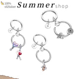 925 Sterling Silver Heart Pendant Key Chain Charm