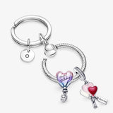925 Sterling Silver Heart Pendant Key Chain Charm