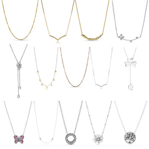 925 Silver Ladies Butterfly Four-leaf Clasp Necklace Jewelry
