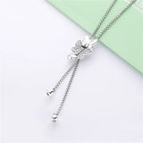925 Silver Ladies Butterfly Four-leaf Clasp Necklace Jewelry