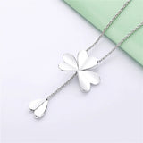 925 Silver Ladies Butterfly Four-leaf Clasp Necklace Jewelry