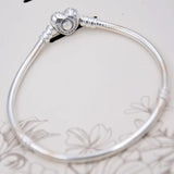 925 Silver Crystal Heart Snake Chain Bracelet