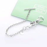 925 Sterling Silver Heart T-Bar Bracelet