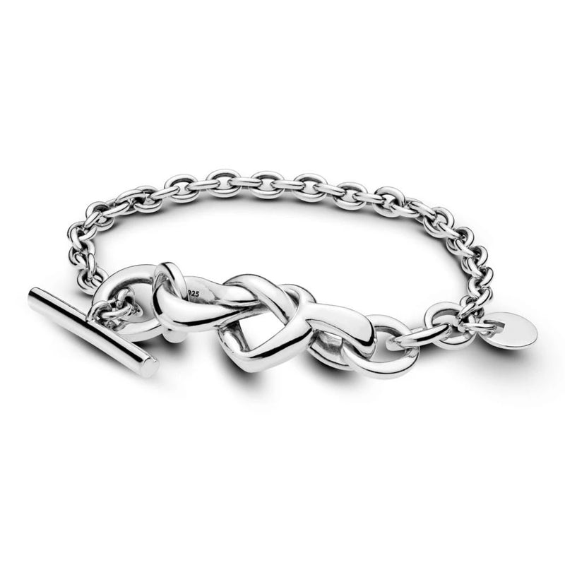 925 Sterling Silver Heart T-Bar Bracelet