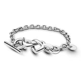 925 Sterling Silver Heart T-Bar Bracelet