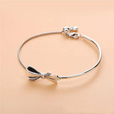 925 Sterling Silver Sparkling Bow Slider Bracelet Women DIY Jewelry