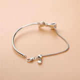 925 Sterling Silver Sparkling Bow Slider Bracelet Women DIY Jewelry