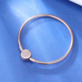 925 Sterling Silver Pink Fan Clasp Bracelet Bangle