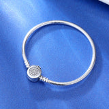 925 Sterling Silver Pink Fan Clasp Bracelet Bangle