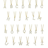 925 Silver Initial Letter Pendant Necklace CZ Alphabet Minimal Jewelry