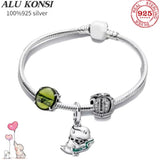 925 Silver Charm Bracelet DIY Bangle Couples Gift