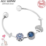 925 Sterling Silver Charm Bracelet DIY Bangle For Women