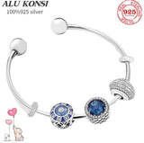 925 Sterling Silver Charm Bracelet DIY Bangle For Women