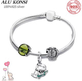 925 Silver Charm Bracelet DIY Bangle Couples Gift
