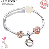925 Silver Charm Bracelet European DIY Bangle Women Couples Lover Gift Jewelry