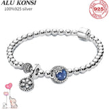 925 Silver European Charm Beaded Bracelet DIY Bangle Gift Jewelry