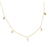 925 Silver Lucky Eye Hamsa Moon Star Necklace