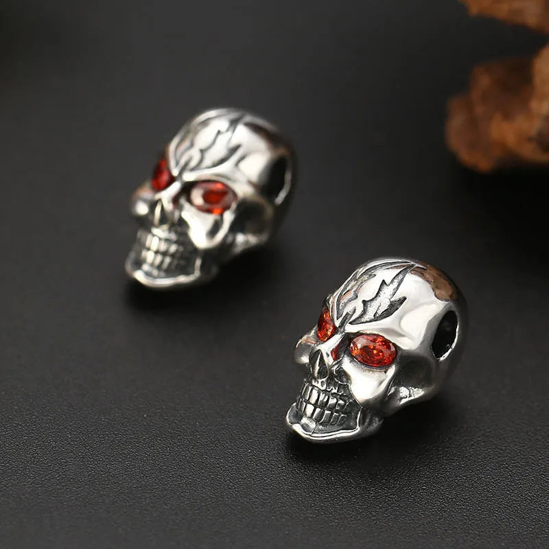 925 Sterling Silver Skeleton Beads Skull Pendant Jewelry DIY Charm