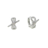 925 Silver Micro Pave CZ Bow Tie Small Hoop Earrings