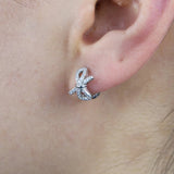 925 Silver Micro Pave CZ Bow Tie Small Hoop Earrings