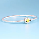 925 Yellow Heart Buckle Pan Bracelet in Sterling Silver for Women