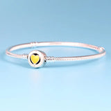 925 Yellow Heart Buckle Pan Bracelet in Sterling Silver for Women